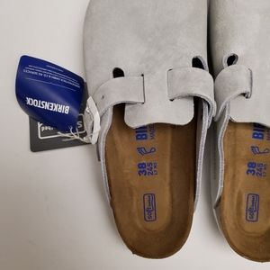Birkenstock Shoes | Birkenstock Boston White Suede Clogs 38 | Poshmark